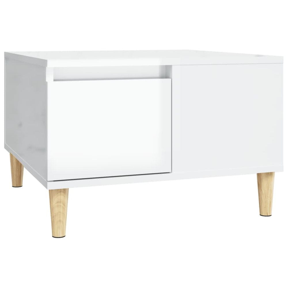 Vidaxl Konferenčný stolík lesklý biely 55x55x36,5 cm spracované drevo